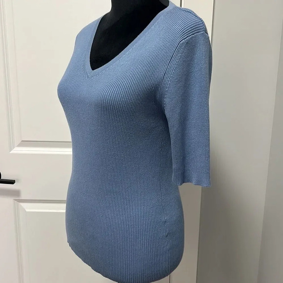 Premise blue shirt 3/4 length sleeves V-neck size L - Picture 3 of 6